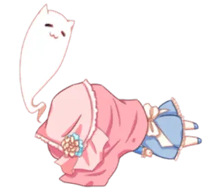 💀 Anime, Słodkie, Kot, Duch, Kawaii telegram sticker