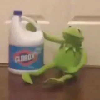 🤢 Kermit CLOROX Кермит, лягушка, Clorox, отбеливатель, мем telegram sticker