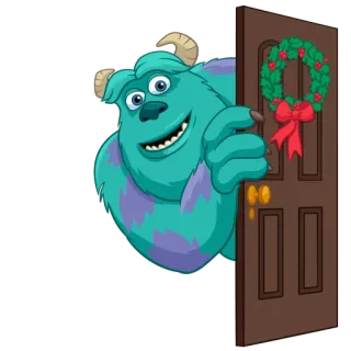 👀 Sully Monsters, Inc. Sully, Monster AG, Weihnachten, Feiertage, Kranz, Monster telegram sticker