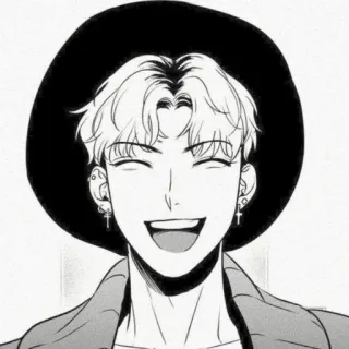 😄 男性, 笑顔, 帽子, イヤリング, ポートレート telegram sticker