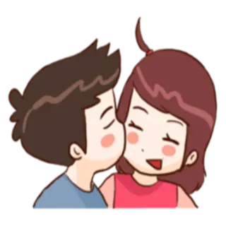 💑 baiser, amour, romance, couple, dessin animé, affection telegram sticker