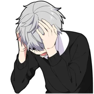 🎩 anime, sad, upset, distressed, anime boy, cry, emotional telegram sticker