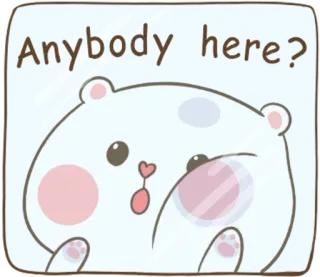 🐽 Anybody here? urso, fofo, pergunta, desenho animado, animal, kawaii telegram sticker