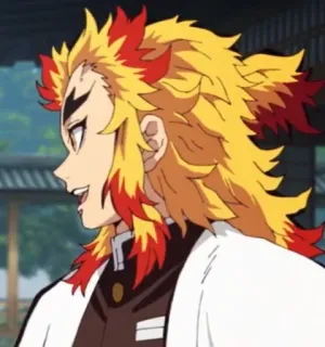 ☄ Kyojuro Rengoku Demon Slayer 动漫, 鬼灭之刃, 炼狱, 火焰, 角色 telegram sticker