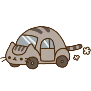 🚙 Pusheen Pusheen, 猫, 車, 漫画, ステッカー, 可愛い telegram sticker