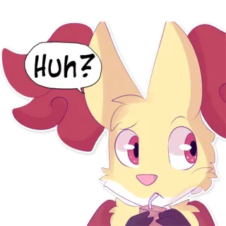 😕 Huh? การ์ตูน, สุนัขจิ้งจอก, สัตว์, น่ารัก, สับสน, คำถาม telegram sticker