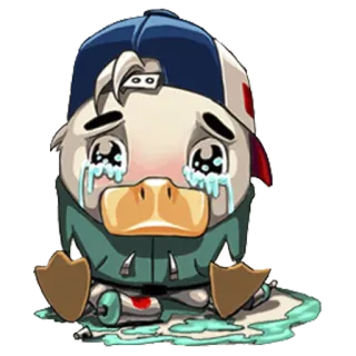 😰 pato, desenho animado, chorando, triste, animal, ilustração, adesivo whatsapp sticker