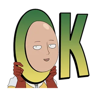 🆗 Saitama One-Punch Man OK one-punch man, saitama, ok, anime, herói, reação telegram sticker