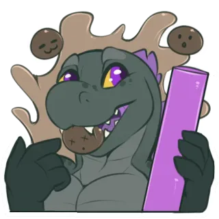 🍵 reptile, monster, chocolate, cookie, animal, creature whatsapp sticker