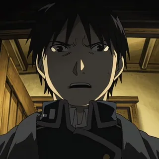 💙 Roy Mustang Fullmetal Alchemist Roy Mustang, Fullmetal Alchemist, anime, serious, frown, stare, anime male telegram sticker