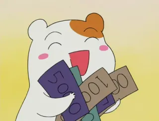 💴 chomik, kreskówka, pieniądze, finanse, szczęśliwy, słodki telegram sticker