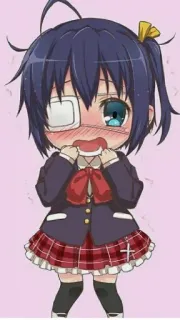 😳 Anime, Fille, Mignon, Chibi, Cache-œil, Rougeur whatsapp sticker