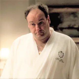 😑 Tony Soprano The Sopranos ผู้ชาย, เสื้อคลุม, มาเฟีย, หัวหน้า, ทีวี telegram sticker