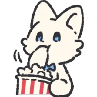 🍿 kucing, popcorn, makan, imut, hewan, stiker, menonton telegram sticker