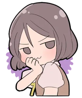 😈 动漫女孩, 卡通, 贴纸, 可爱, Q版, 得意, 女性 telegram sticker