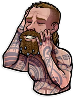 😊 Kratos God of War Gott, Bart, Tätowierungen, Wikinger, Axt telegram sticker