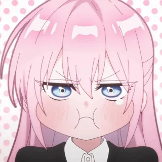 🍬 Anime, Lucu, Gadis, Rambut Merah Muda, Kartun, Marah telegram sticker