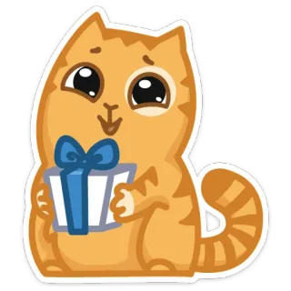 🎁 chat, cadeau, mignon, animal, dessin animé telegram sticker