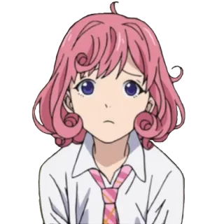 😕 anime, girl, pink hair, school uniform telegram sticker