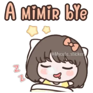 😁 A mimir bye sonno, carino, cartone animato, buonanotte, kawaii telegram sticker