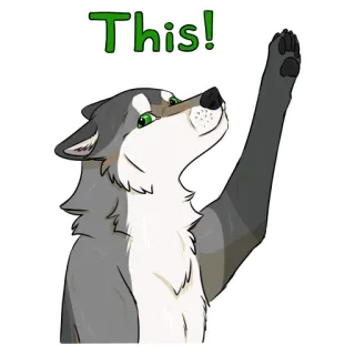 ☝️ This! lobo, animal, dibujos animados, lindo, peludo, este whatsapp sticker
