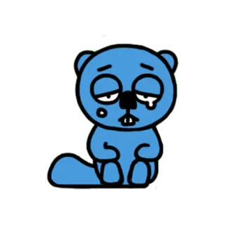 😰 sad, blue, otter, crying, cartoon, animal telegram sticker