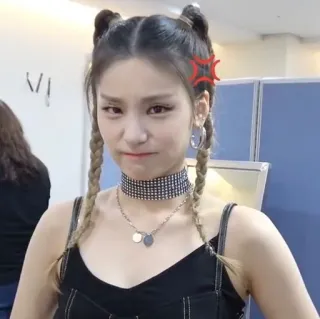 😡 woman, girl, braids, pout, angry, expression whatsapp sticker