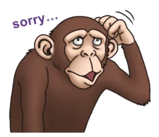 😔 sorry... macaco, desculpe, desculpa, animal, desenho animado telegram sticker