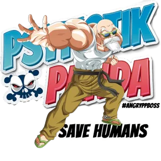 🌪 Master Roshi Dragon Ball PSYTIK PANDA SAVE HUMANS anime, master roshi, dragon ball, psyctik panda, save humans, cartoon, martial arts, old man whatsapp sticker
