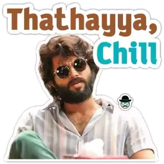 🤙 Thathayya, Chill mężczyzna, okulary przeciwsłoneczne, portret, wyluzowany telegram sticker