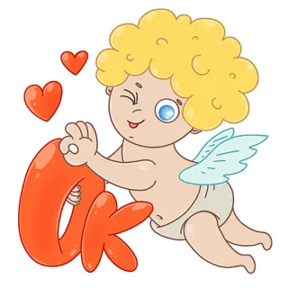 👌 Cupid OK cupido, ok, amor, san valentín, ángel, dibujos animados whatsapp sticker