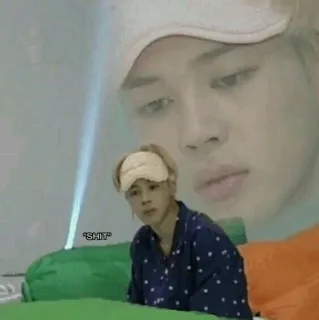 😢 SHIT meme, sleepy, kpop, bts, jimin, mood, funny telegram sticker