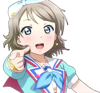 👉 You Watanabe Love Live! Sunshine!! Anime, Ragazza, Indicando, Carina, Idol, Love Live whatsapp sticker