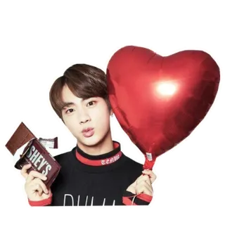 🎈 SHEY'S kpop, bts, jin, cioccolato, cuore, palloncino telegram sticker