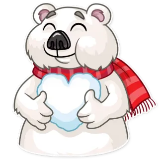 💙 Eisbär, Herz, Liebe, Cartoon, Winter, Schal telegram sticker