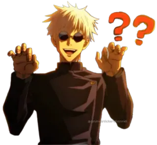 🤔 Gojo Satoru Jujutsu Kaisen gojo, gojo satoru, anime, manga, jujutsu kaisen, question, point d'interrogation, confus telegram sticker