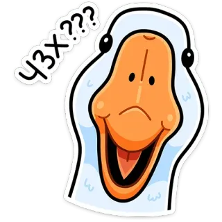 😄 Ч3Х?? goose, duck, cartoon, animal, question, funny telegram sticker