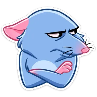 😡 souris, animal, dessin animé, autocollant, mignon, bleu, rongeur telegram sticker