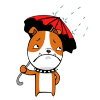 ☔️ cane, ombrello, pioggia, triste, cartone animato, animale telegram sticker