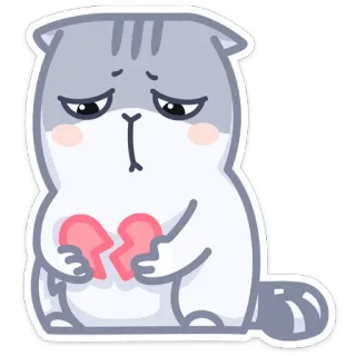 💔 gato, triste, coração partido, emocional, fofo, adesivo whatsapp sticker