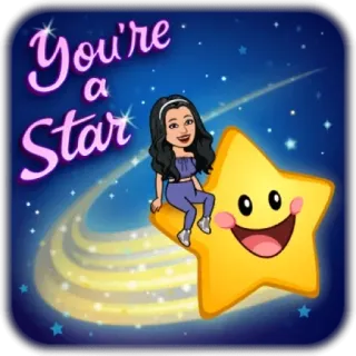 🤩 You're a Star ngôi sao, chúc mừng, Bitmoji, thành công, ăn mừng, thành tích telegram sticker