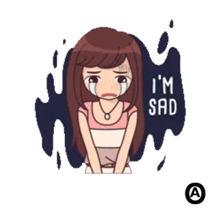 😖 I'M SAD triste, llorando, chica, lágrimas, dibujo animado, emoción, molesto/a telegram sticker