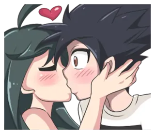 😳 kiss, love, anime, couple, romance telegram sticker