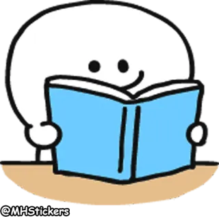 📖 lezen, boek, personage, cartoon, schattig whatsapp sticker