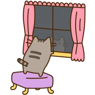 ⌛ Pusheen 猫, 可愛い, プシーン, 窓, 漫画, ステッカー telegram sticker