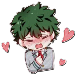 😍 Izuku Midoriya My Hero Academia 緑谷出久, 僕のヒーローアカデミア, アニメ, ちびキャラ, 愛 telegram sticker