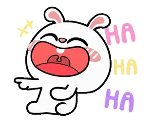 😂 HA HA HA ridere, cartone animato, coniglio, felice, divertente, carino whatsapp sticker