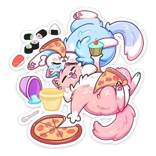 🍕 chat, nourriture, pizza, sushi, cupcake, mignon, autocollant telegram sticker
