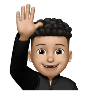 😁 Эмодзи, Машет, Приветствие, Привет, Мультфильм, Персонаж whatsapp sticker