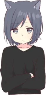 😒 anime, orecchie da gatto, manga, ragazza, ritratto whatsapp sticker